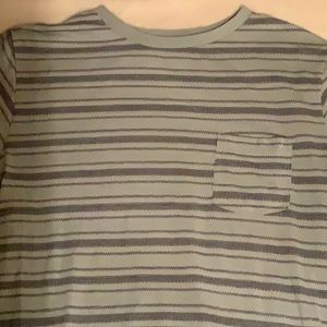 Soft Green Front Pocket T Shirt with Dark stripes